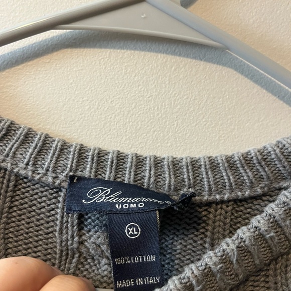 Gray Cable Knit Men's Sweater - Picture 3 of 8